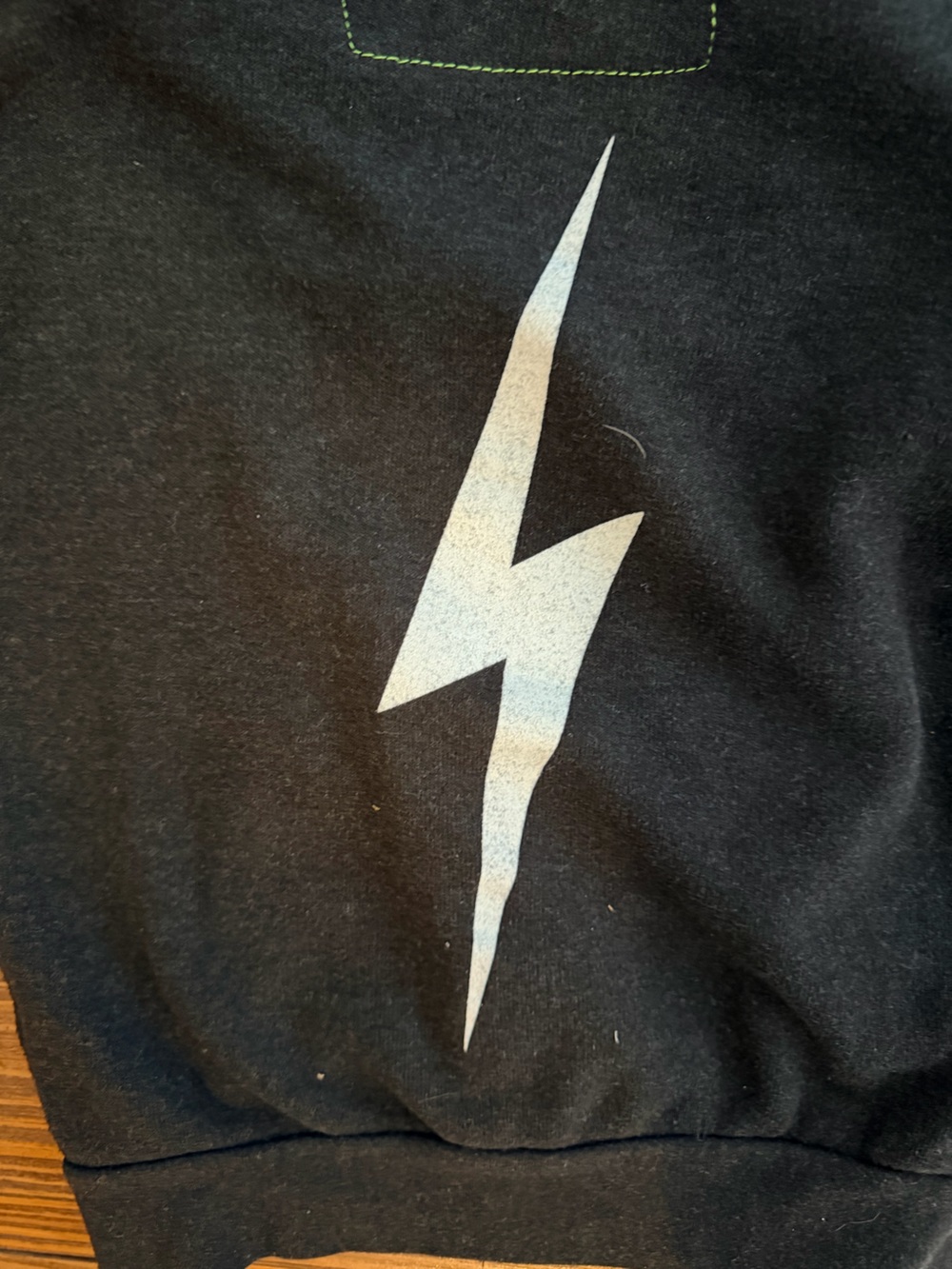 Aviator Nation Black Kids Zip Hoodie with White Lightning Bolt - Picture 2 of 2